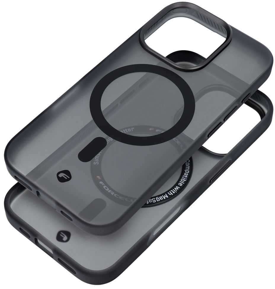 Dėklas FORCELL F-PROTECT lygiai su Dual Layer 4D technologija, suderinamas su kariniu kritimo testu skirtas Samsung Galaxy S25 PLUS dūminis juodos spalvos