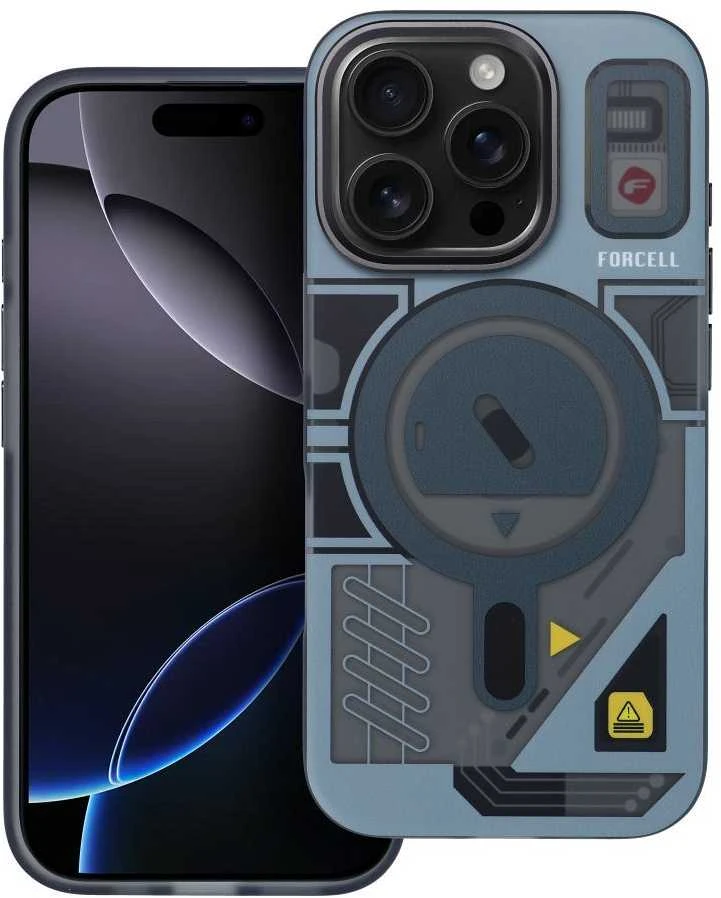 „iPhone 16 PLUS“ dėklas su „Forcell F-Protect Levels“ dvigubo sluoksnio 4D technologija, suderinamas su „Magsafe Military Drop-Test“ kibernetinėmis pilkomis spalvomis.
