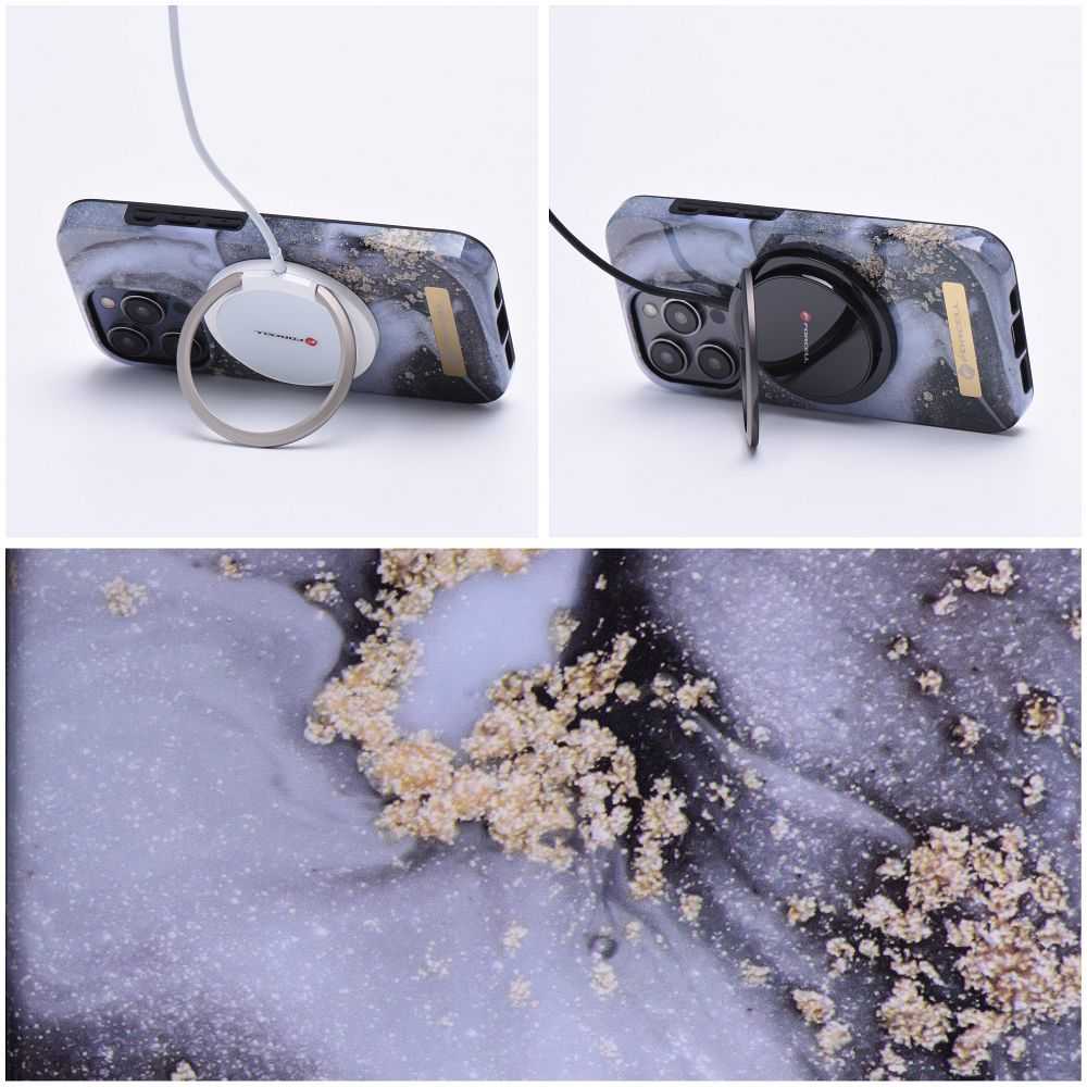 Case for iPhone 15 PRO Forcell F-Protect Mirage compatible with Magsafe marble mist