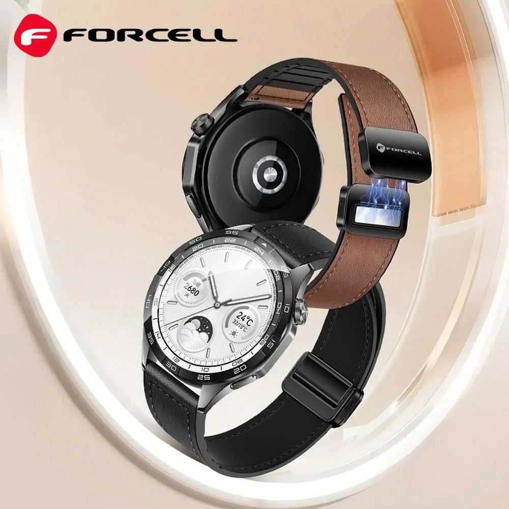 Forcell Magnetinis dirželis „Samsung Galaxy Watch ECCF3 F-Design FS20“ laikrodžiui, 20 mm, juodas, eko oda