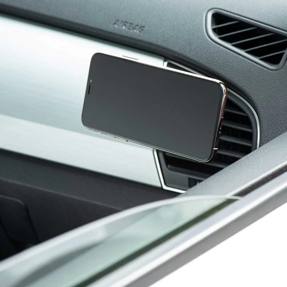 Belaidis automobilinis įkroviklis-laikiklis Forcell (HS2) (MagSafe 15W) tvirtinamas ant ventiliacijos grotelių juodas