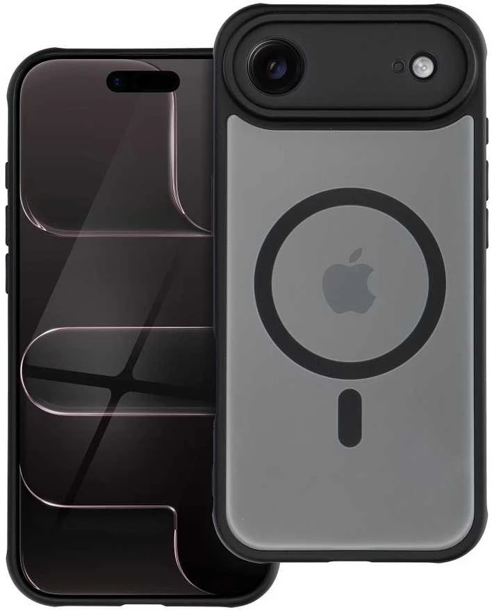 „Oem“ dėklas, skirtas „iPhone 17 AIR“ su matiniu „Mag“ dangteliu, suderinamas su „MagSafe“ (juodas)