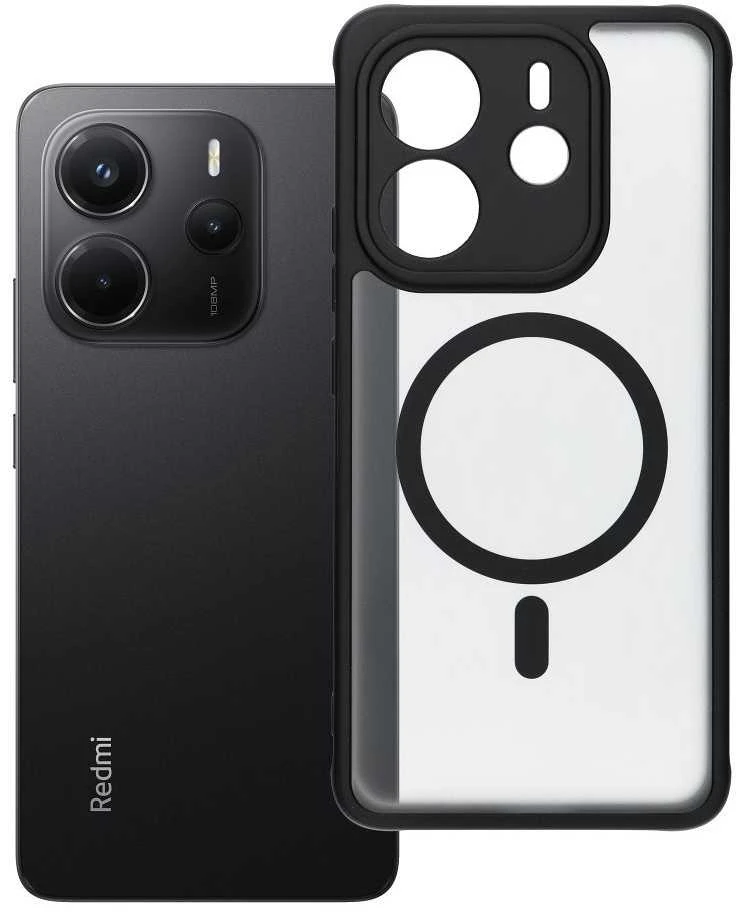 Oem FULL MATTE MAG COVER dėklas suderinamas su MagSafe skirtas Xiaomi Redmi Note 14 4G juodos spalvos