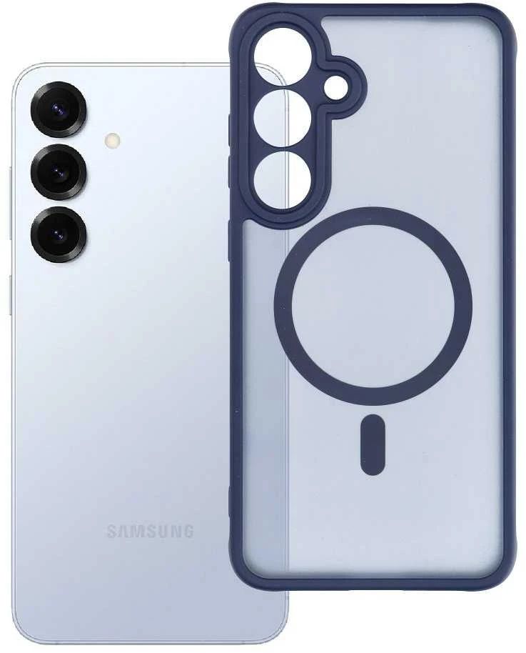 Oem FULL MATTE MAG COVER dėklas suderinamas su MagSafe skirtas Samsung Galaxy S25 Plus mėlynos spalvos