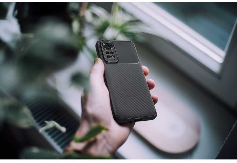 Forcell Oem Dėklas CARBON PREMIUM skirtas Xiaomi Redmi Note 9 juodos spalvos