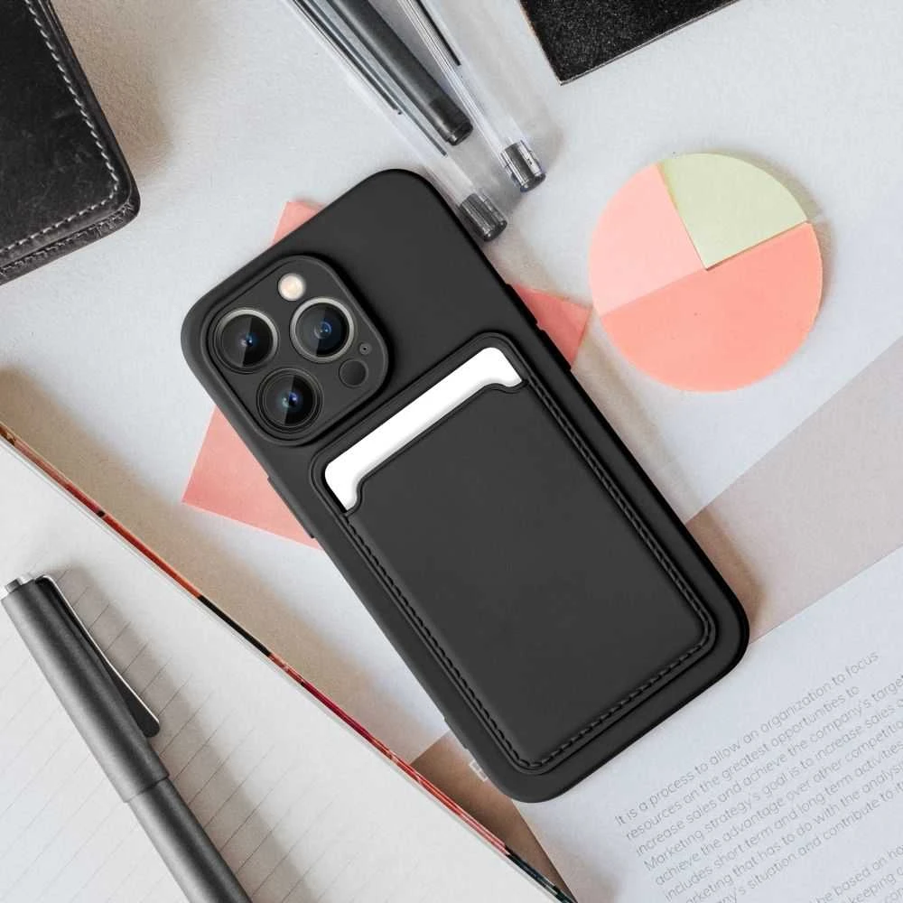 Dėklas Forcell CARD case for IPHONE 13 juodas