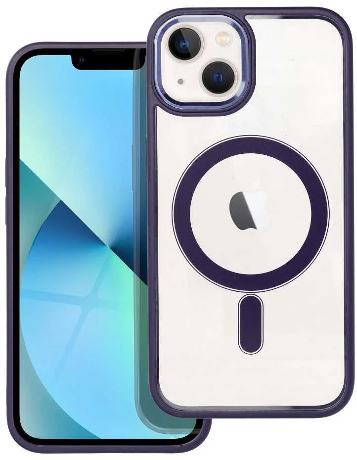 OEM dėklas, skirtas iPhone 13, spalvotas kraštas, MagSafe violetinė