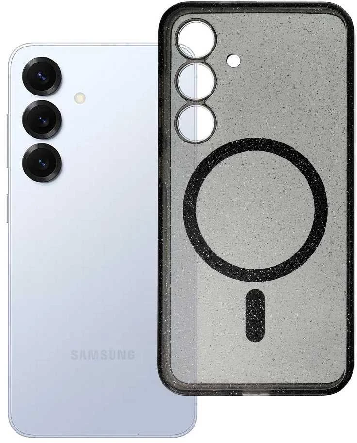 Oem CLEAR MAG COVER dėklas suderinamas su MagSafe skirtas Samsung Galaxy S25 juodos spalvos