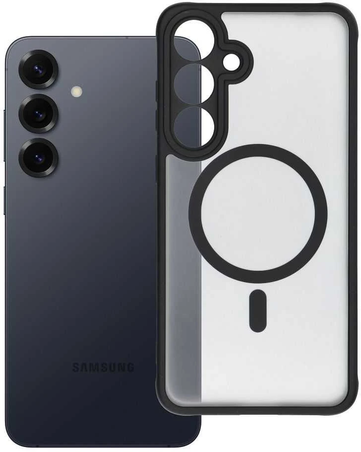 Oem FULL MATTE MAG COVER dėklas suderinamas su MagSafe skirtas Samsung Galaxy S25 Plus juodos spalvos