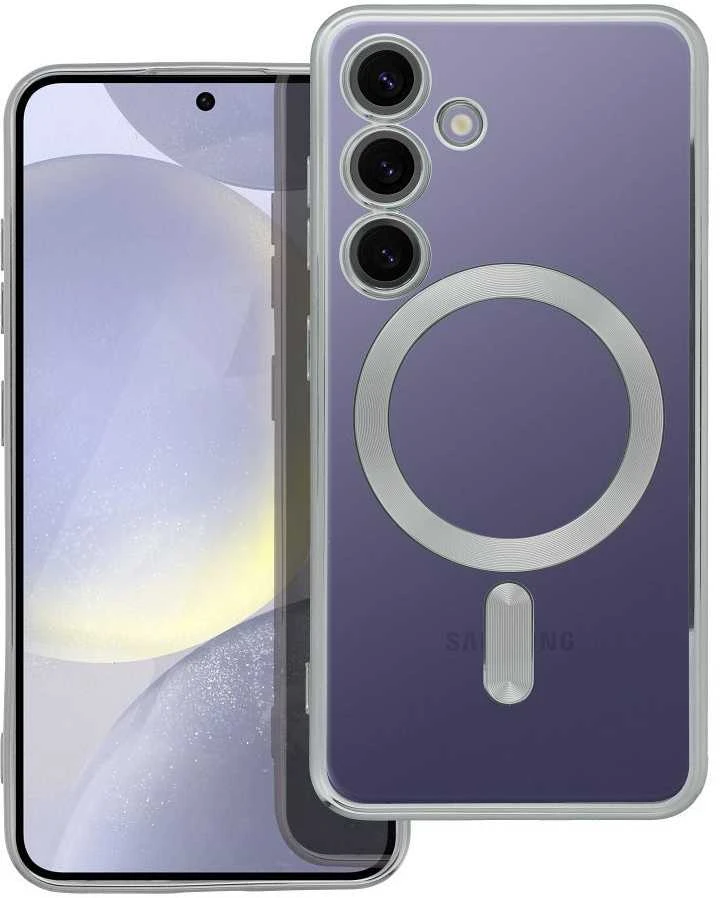 Oem ELECTRO MAG COVER dėklas suderinamas su MagSafe skirtas Samsung Galaxy S24 sidabro spalvos