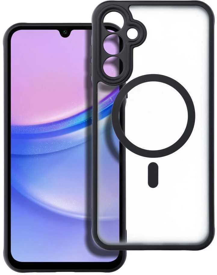 Oem FULL MATTE MAG COVER dėklas suderinamas su MagSafe skirtas Samsung Galaxy A15 juodos spalvos
