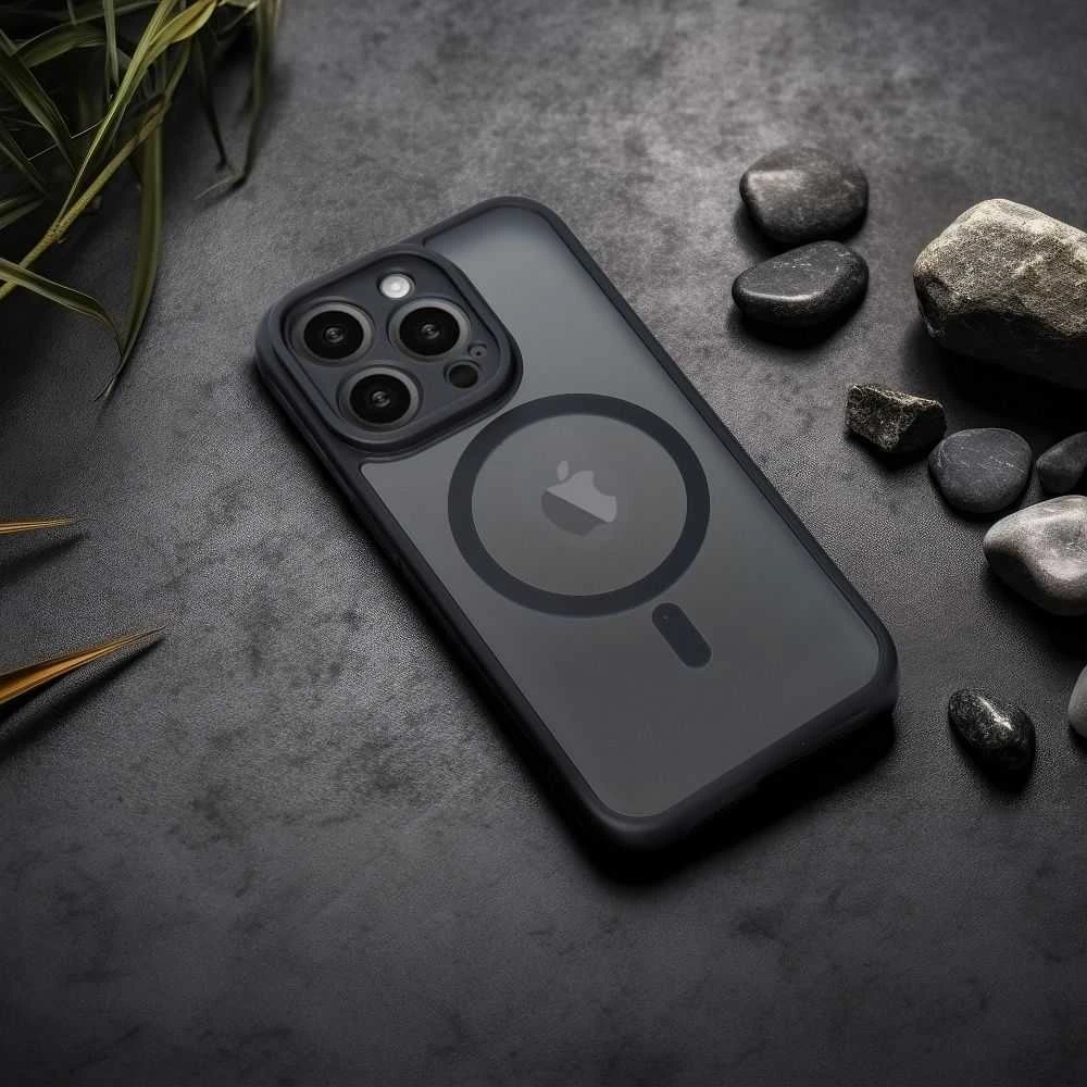 Oem FULL MATTE MAG COVER dėklas suderinamas su MagSafe skirtas Samsung Galaxy A55 juodos spalvos