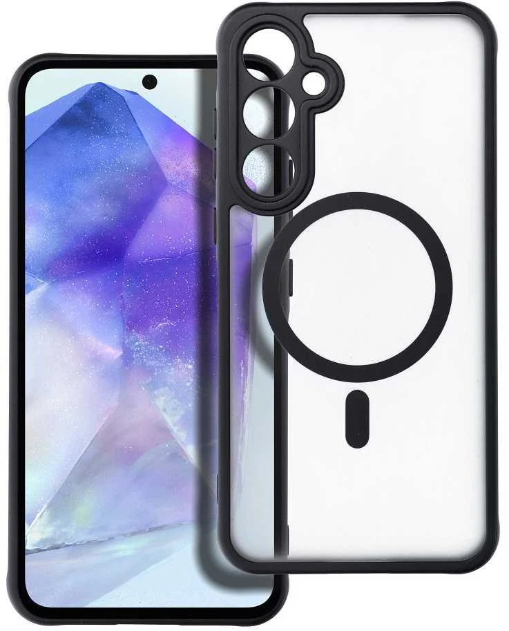 Oem FULL MATTE MAG COVER dėklas suderinamas su MagSafe skirtas Samsung Galaxy A55 juodos spalvos