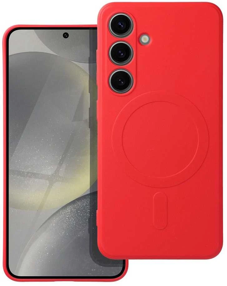 Oem SILICONE MAG COVER dėklas suderinamas su MagSafe skirtas Samsung Galaxy S24 red