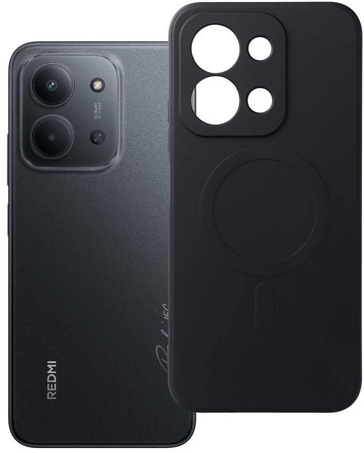 Oem SILIKONINIS MAG DĖKLAS, suderinamas su „MagSafe“, skirtas XIAOMI Redmi 15C, juodas