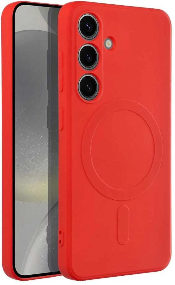 Oem SILICONE MAG COVER dėklas suderinamas su MagSafe skirtas Samsung Galaxy S24 red