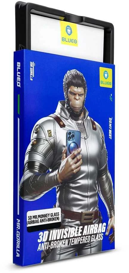 Blueo LCD apsauginis stikliukas 5D Mr. Monkey Glass (Airbag Anti-Broken) Apple iPhone 17 juodas