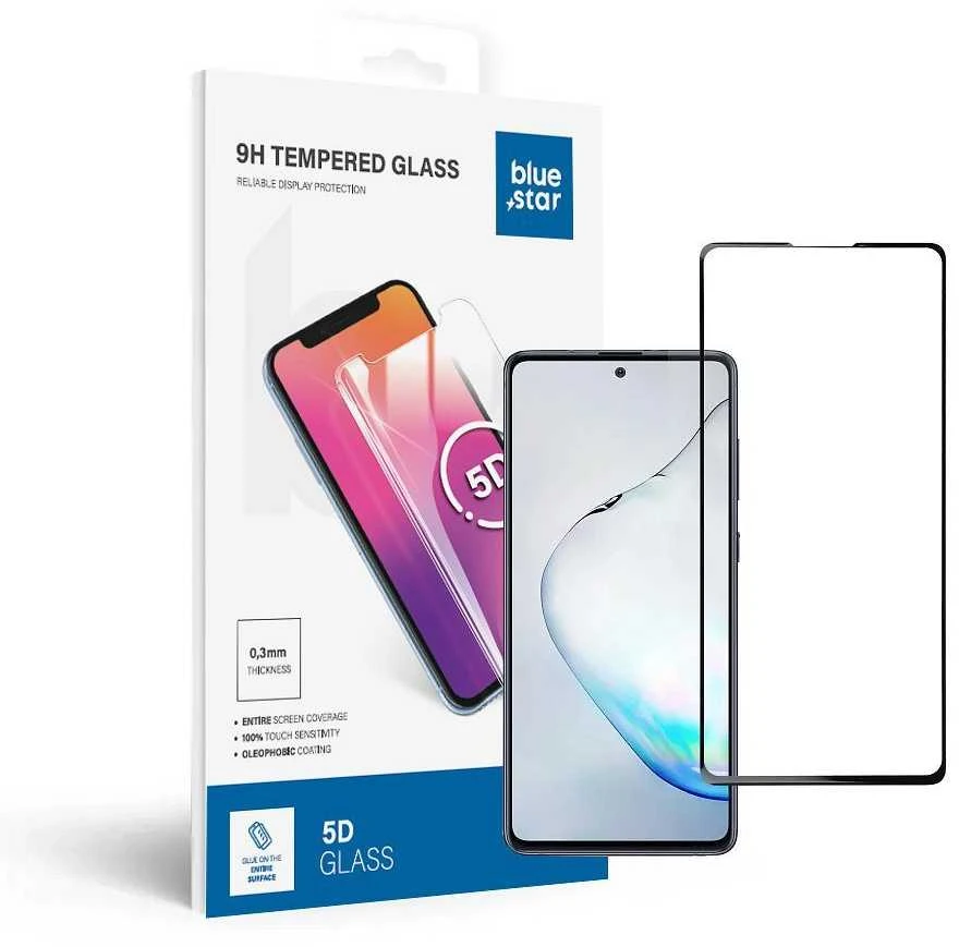 Partner Tele.com Mėlyna Žvaigždė 5D grūdintas stiklas - skirtas Samsung Galaxy S10 Lite (pilni klijai / lagaminas draugiškas) - juoda