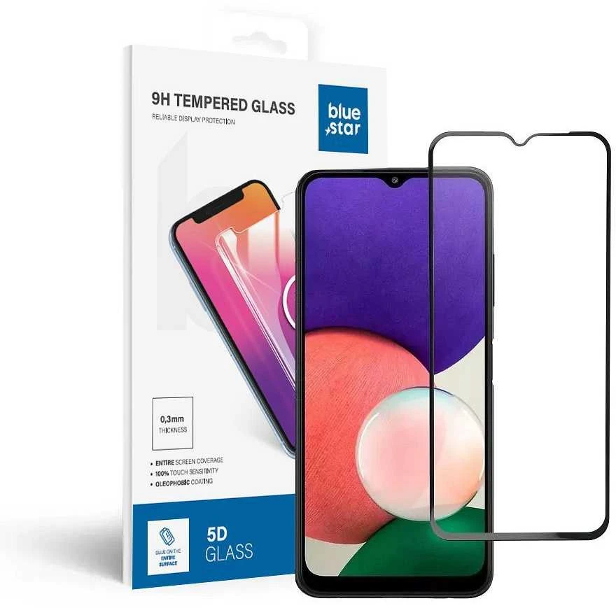 BlueStar Blue Star Apsauginis stiklas Blue Star - Samsung Galaxy A22 5G Full Face (full glue with frame/small size) - juodas Apsauginis stiklas Blue Star