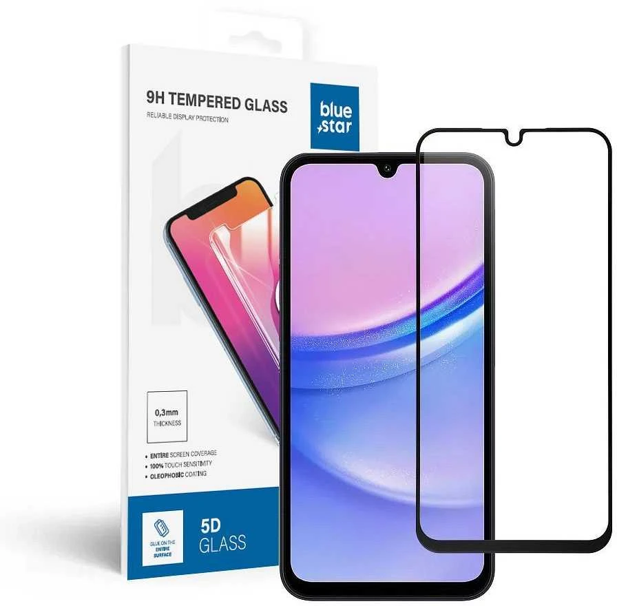 BlueStar Blue Star Apsauginis stiklas Blue Star - Samsung Galaxy A15 5G Full Face (full glue with frame/small size) - juodas Apsauginis stiklas Blue Star