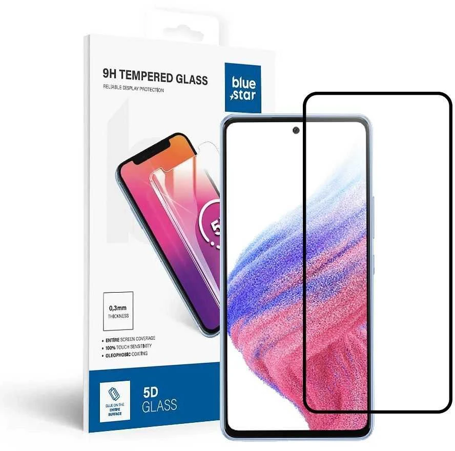 BlueStar Blue Star Blue Star grūdintas stiklas Blue Star - SAMSUNG A53 5G Full Face (visi klijai su rėmeliu/mažas dydis) - juodas T