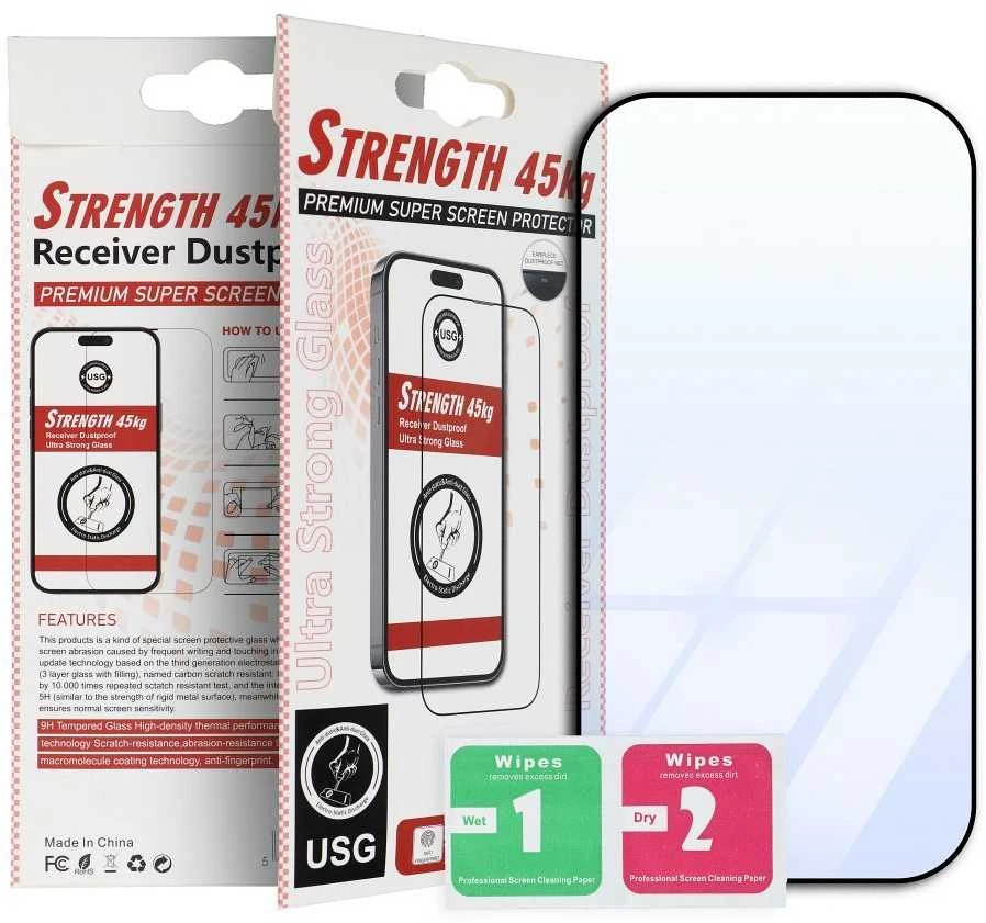 OEM grūdintas stiklas ULTRA STRONG 45kg, skirtas IPHONE 17 PRO / 18 PRO