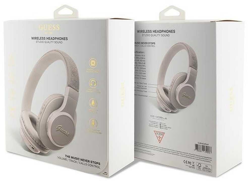 Guess Bluetooth on-ear ausinės GUBH604GEMP rožinė 4G Script