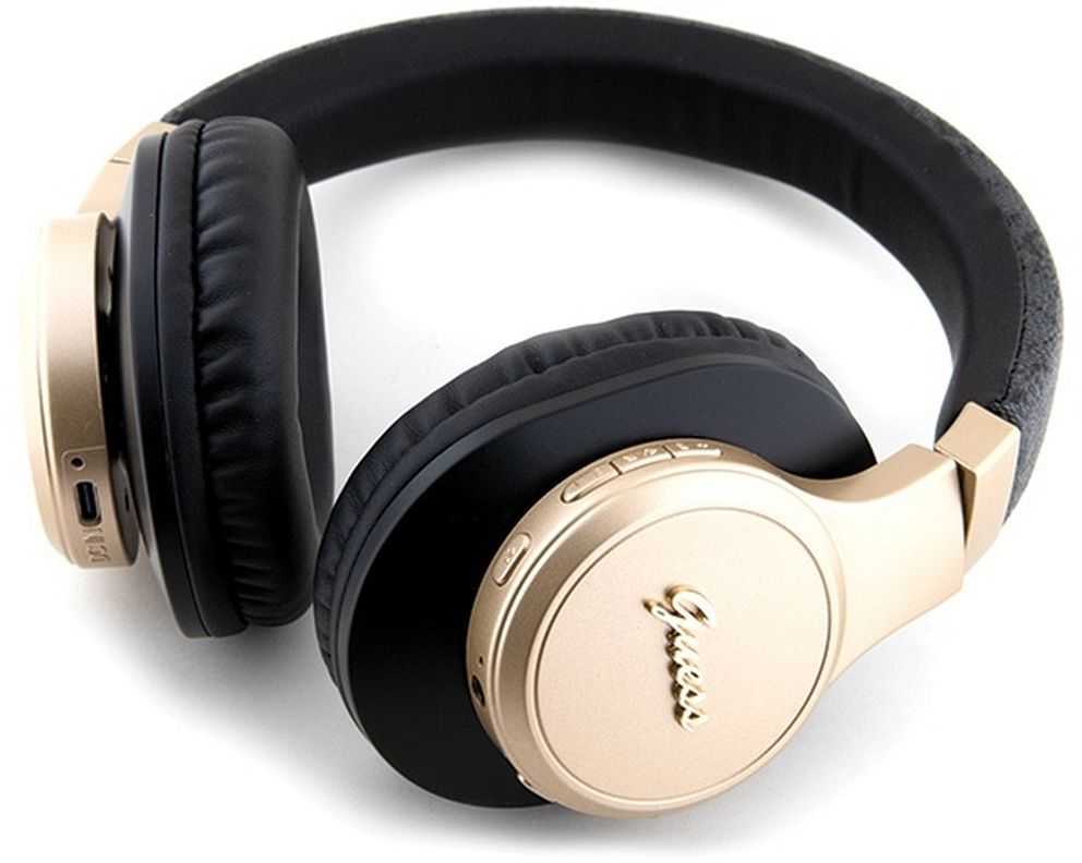 Guess Bluetooth on-ear ausinės GUBH604GEMK juodos spalvos 4G Script
