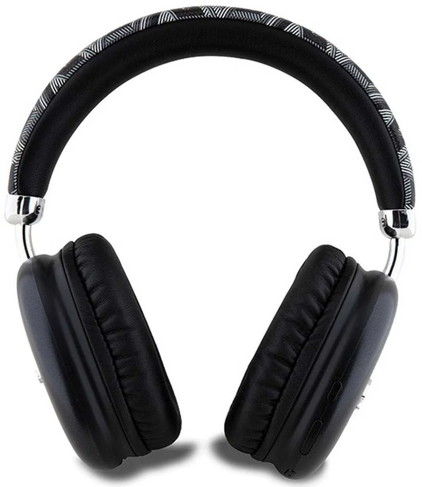 Guess GCube Metallic Script Logo Bluetooth belaidės ausinės su lankeliu ant galvos juodos spalvos