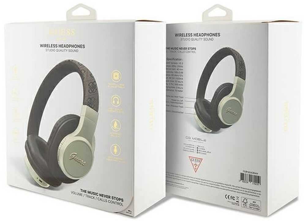 Guess Bluetooth on-ear ausinės GUBH604GEMW ruda 4G Script
