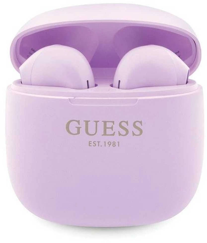 Guess violetinės belaidės ausinės atvirame dėkle