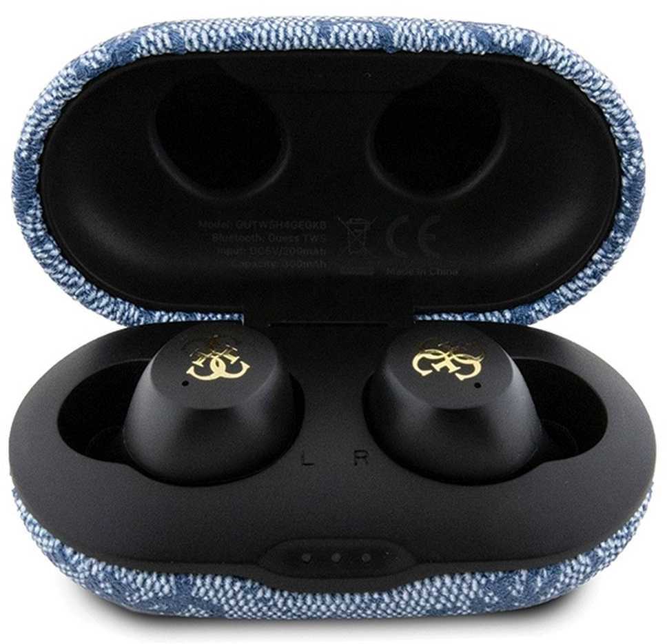 GUESS belaidės ausinės bluetooth TWS ENC GUTWSP4EGB (4G Metal) mėlynas
