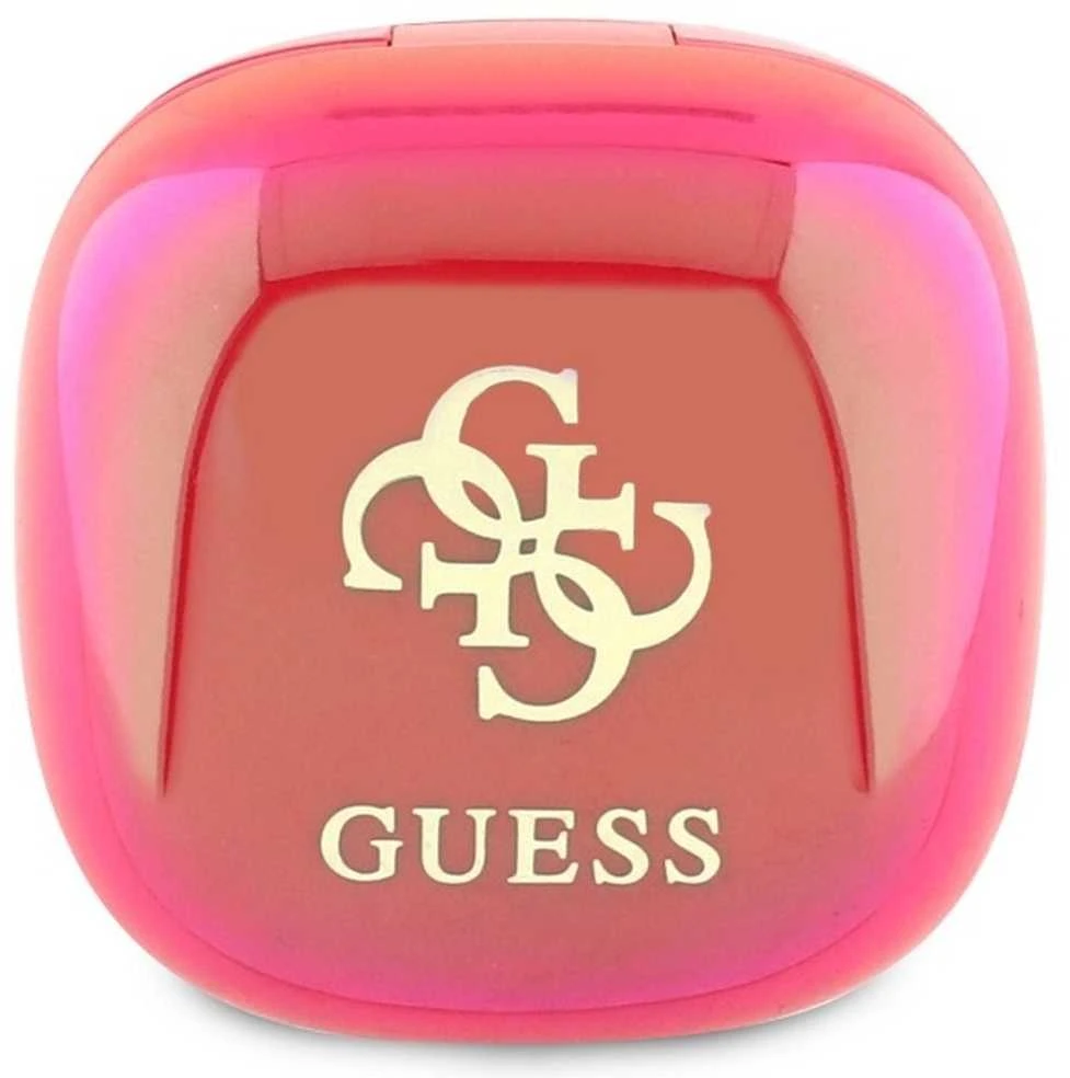 Guess Bluetooth ausinės GUTWSJ144ESF TWS + įkrovimo stotelė fuksija Iridescent 4G Printed Logo