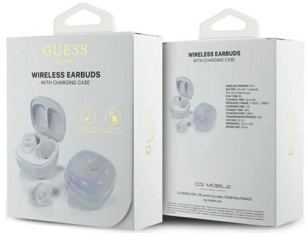 Guess TWS ausinių pakuotė su techniniais parametrais