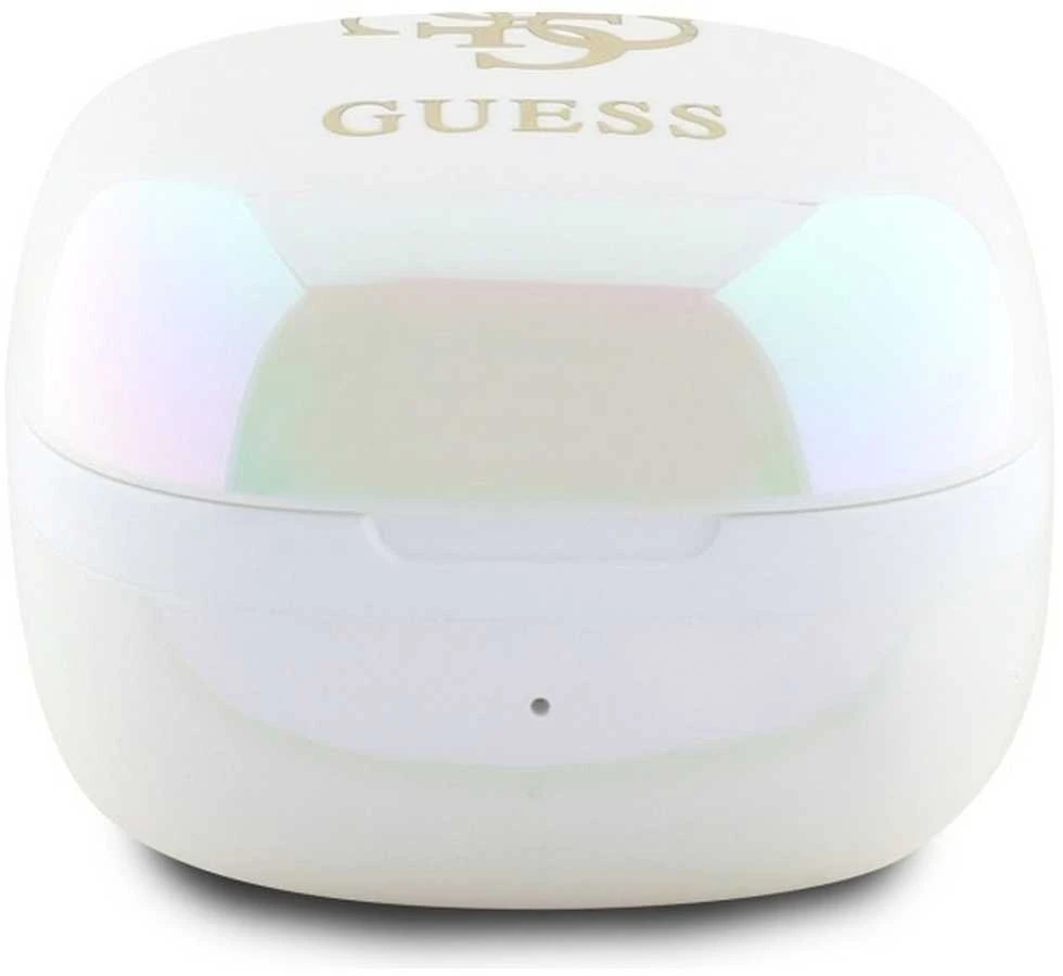 Guess Bluetooth ausinės GUTWSJ144ESH TWS + docking station baltos spalvos Iridescent 4G Printed Logo
