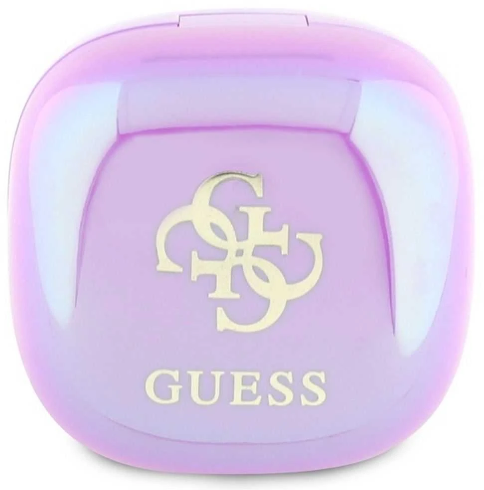 Guess Bluetooth ausinės GUTWSJ144ESU TWS + docking station violetinė Iridescent 4G Printed Logo
