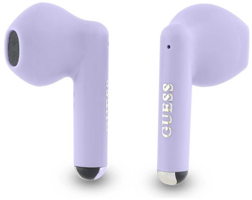 Guess Bluetooth ausinės GUTWSJ14ESGU TWS + docking station violetinė Printed Classic Logo