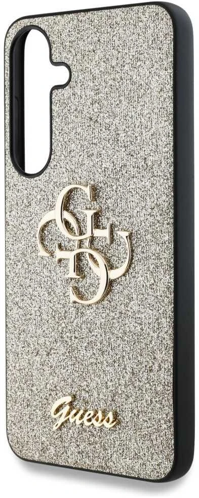 Guess Fixed Glitter Big 4G Metal Logo Samsung Galaxy S25 Plus dėklas telefonui auksos spalvos