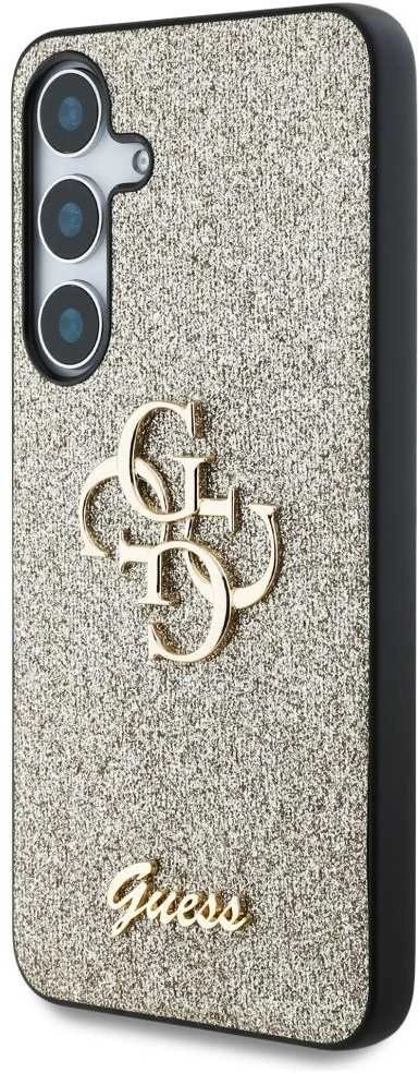 Guess Fixed Glitter Big 4G Metal Logo Samsung Galaxy S25 Plus dėklas telefonui auksos spalvos