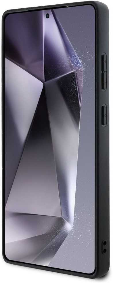 Guess Grained Big 4G Logo Small Classic Logo Samsung Galaxy S25 Ultra telefono dėklas, juodos spalvos