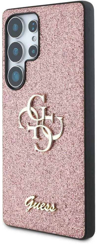 Dėklas Guess Fixed Glitter Big 4G Metal Logo Samsung Galaxy S25 Ultra rožinės spalvos