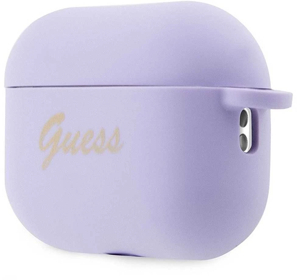 Guess GUAP2LSCHSU AirPods Pro 2 (2022/2023) dėklas violetinės spalvos silikoninis Charm Heart Collection