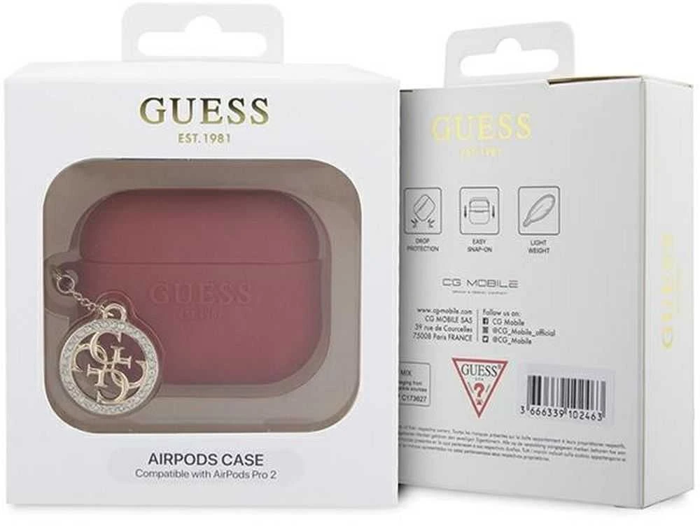 „Guess“ 3D guminis 4G deimantinis pakabukas – „AirPods Pro 2“ dėklas (Raudona)