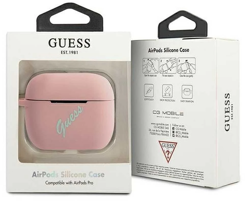Dėklas GUESS GUACAPLSVSPG AIRPODS PRO COVER Rožinis Žalias/Rožinis Žalias SILICONE VINTAGE