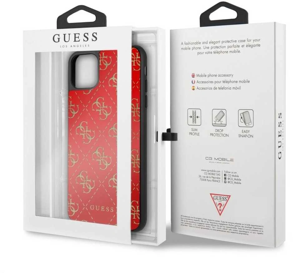 Guess dėklas, skirtas skirtas iPhone 11 Pro Max GUHCN654GGPRE raudonas kietas dėklas, skirtas 4G Double Layer Glitter