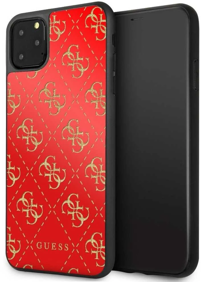 Guess dėklas, skirtas skirtas iPhone 11 Pro Max GUHCN654GGPRE raudonas kietas dėklas, skirtas 4G Double Layer Glitter
