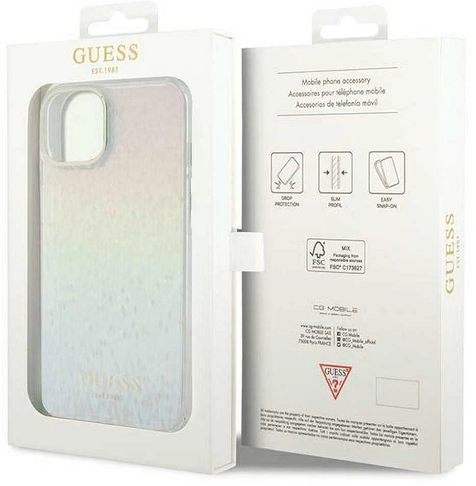 Guess GUHCP12MHDECMI Apple iPhone 12/12 Pro 6.1″ kietas dėklas IML Faceted Mirror Disco Iridescent