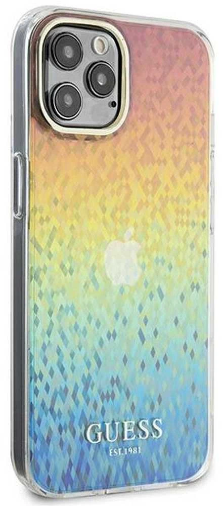 Guess GUHCP12MHDECMI Apple iPhone 12/12 Pro 6.1″ kietas dėklas IML Faceted Mirror Disco Iridescent