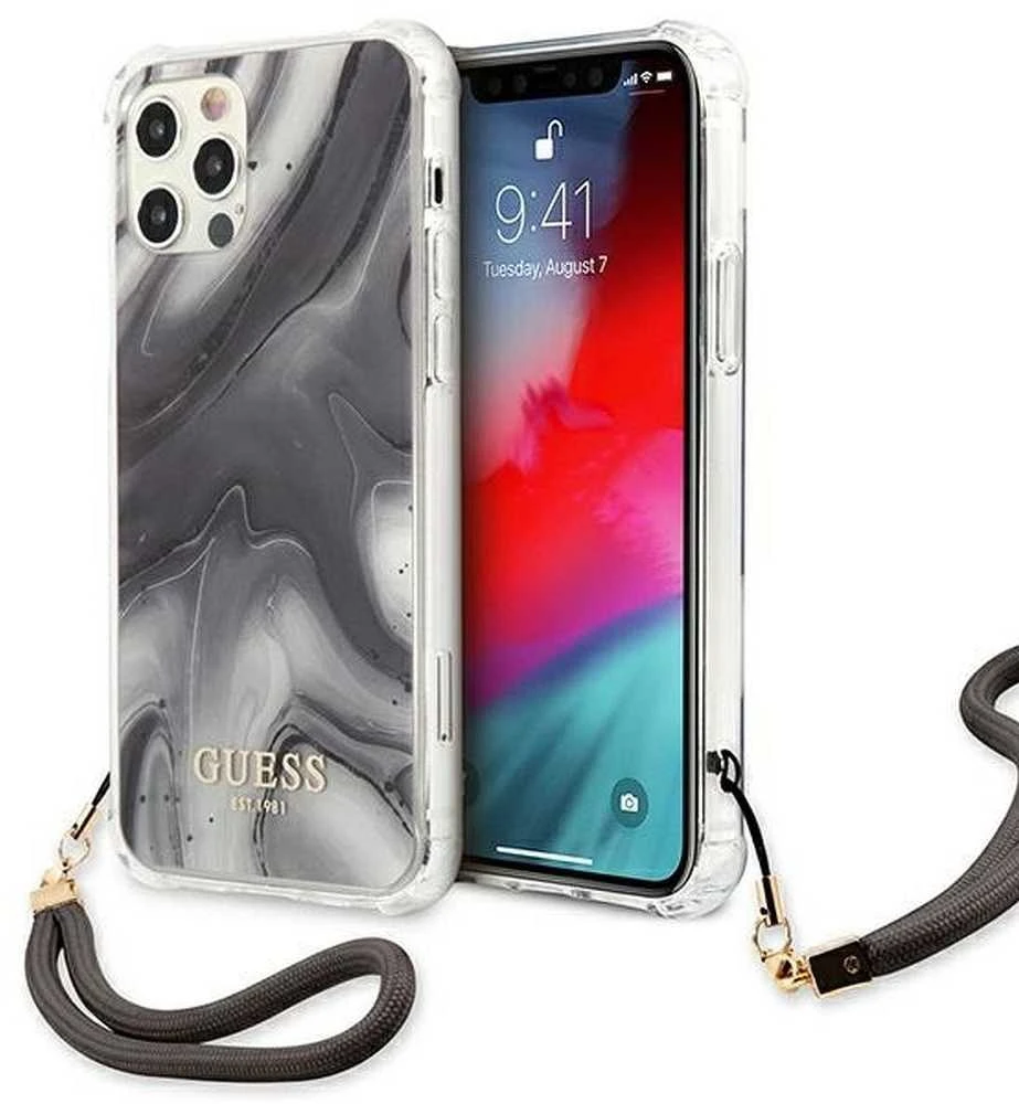 Dėklas GUESS GUHCP12LKSMAGR IPHONE 12 PRO MAX 6,7 "PILKOS/PILKOS KIETŲJŲ DĖLĖS MARMURO KOLEKCIJA