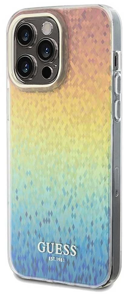 Guess GUHCP13LHDECMI Apple iPhone 13 Pro / 13 kietas dėklas IML Faceted Mirror Disco Iridescent